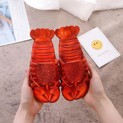 Lobster Slippers Held in Hands