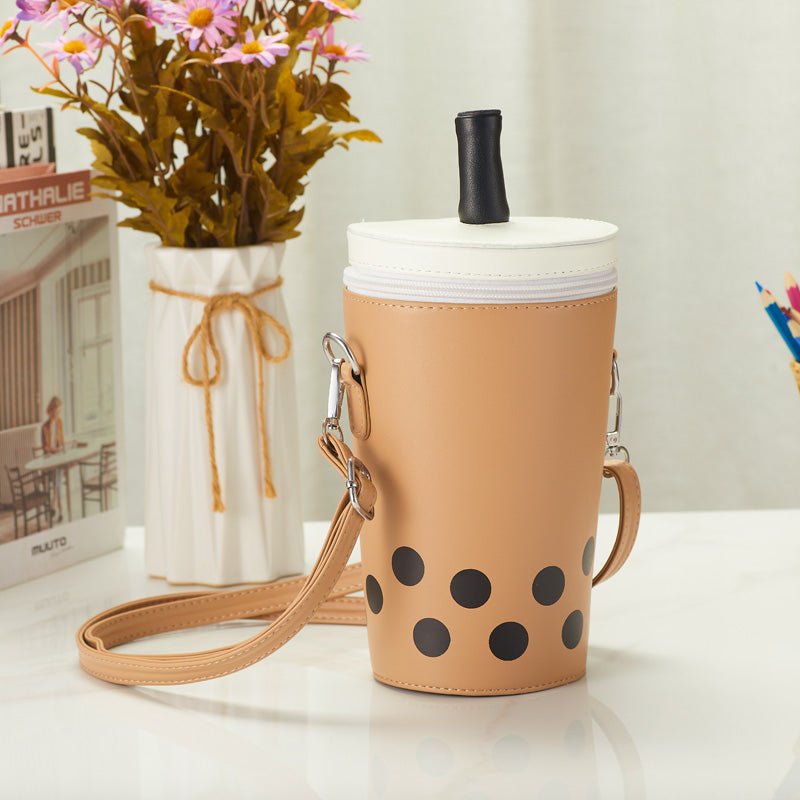 Cute Bubble Milk Tea Cup Shoulder Bag front view