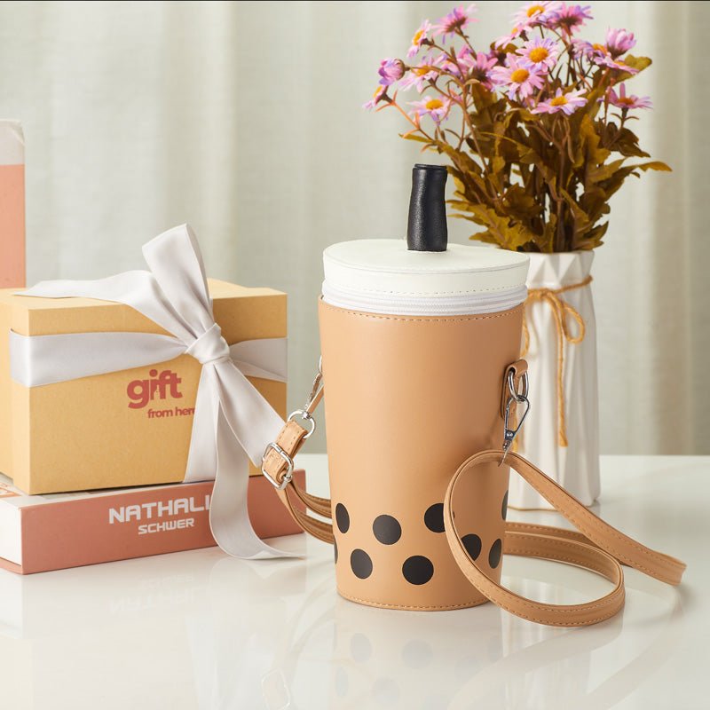 Cute Bubble Milk Tea Cup Shoulder Bag gift box packaging