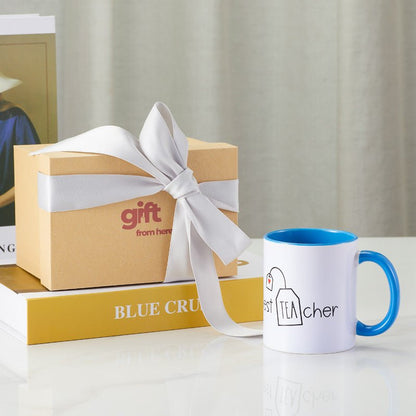 Best TEAcher Ceramic White Coffee Mug Gift Set