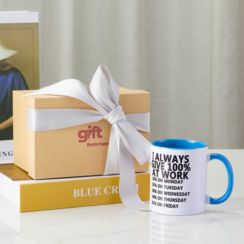 I Always Give 100% At Work Ceramic White Coffee Mug Gift Set