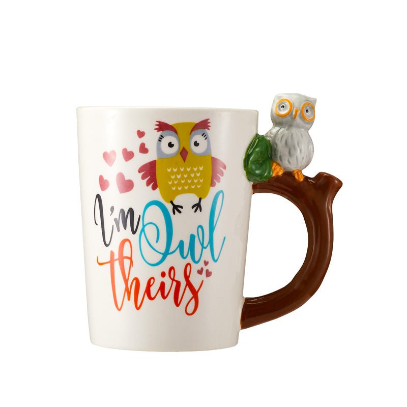 Cute Owl-Themed Ceramic Mug with 3D Handle