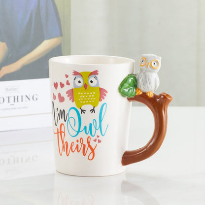 Cute Owl Ceramic Coffee Mug side view
