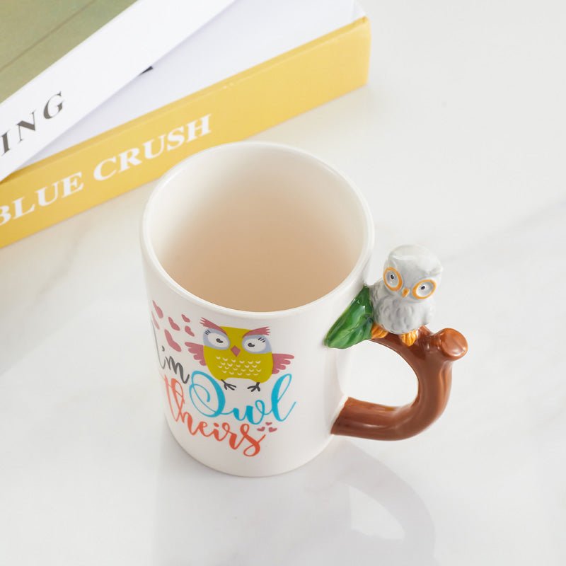 Cute Owl Ceramic Coffee Mug top view