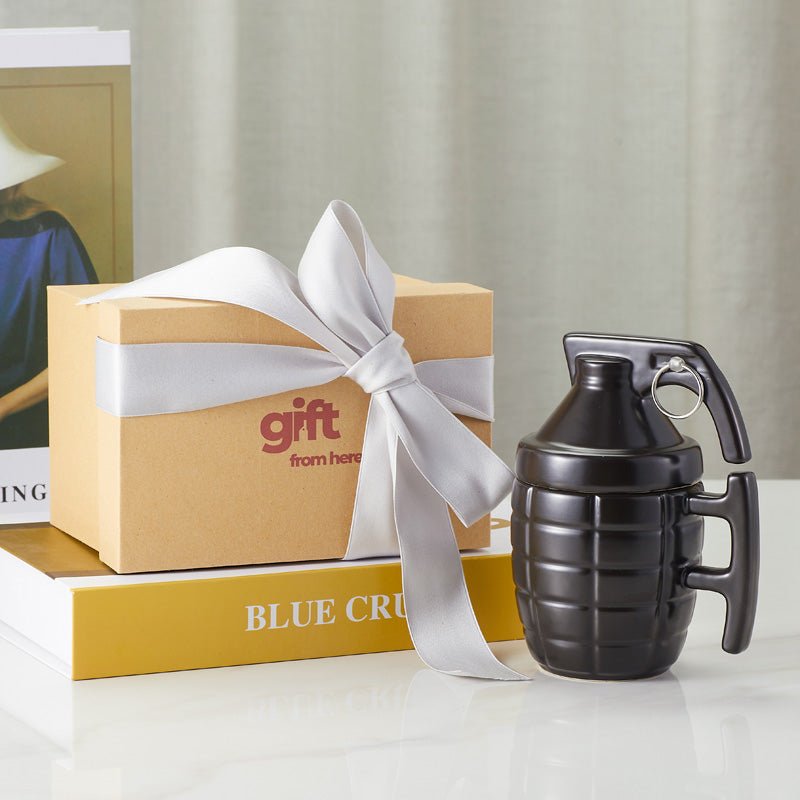 Black Grenade Design Coffee Mug Set with Lid Gift Set