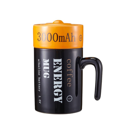 Unique Energy Battery Deisgn Coffee Mug Set with Lid 