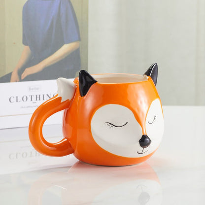 Side view of Cute Fox Ceramic Coffee Mug