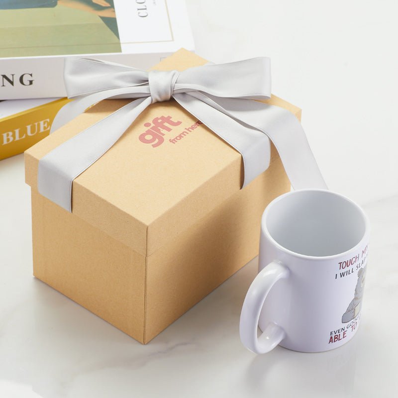 Funny Bear Design Ceramic White Coffee Mug gift box packaging