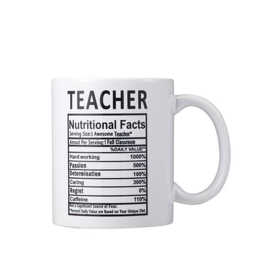 Funny Teacher Nutritional Facts Ceramic White Coffee Mug