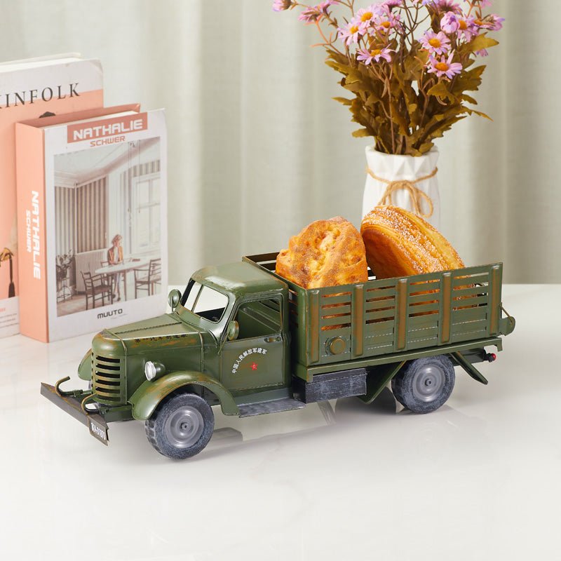 Creative Classic Military Truck Food or Salad Basket with food side view