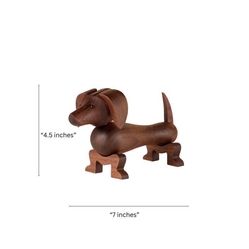 Wooden Dachshund Dog Figurine Ornament - Gift From Here