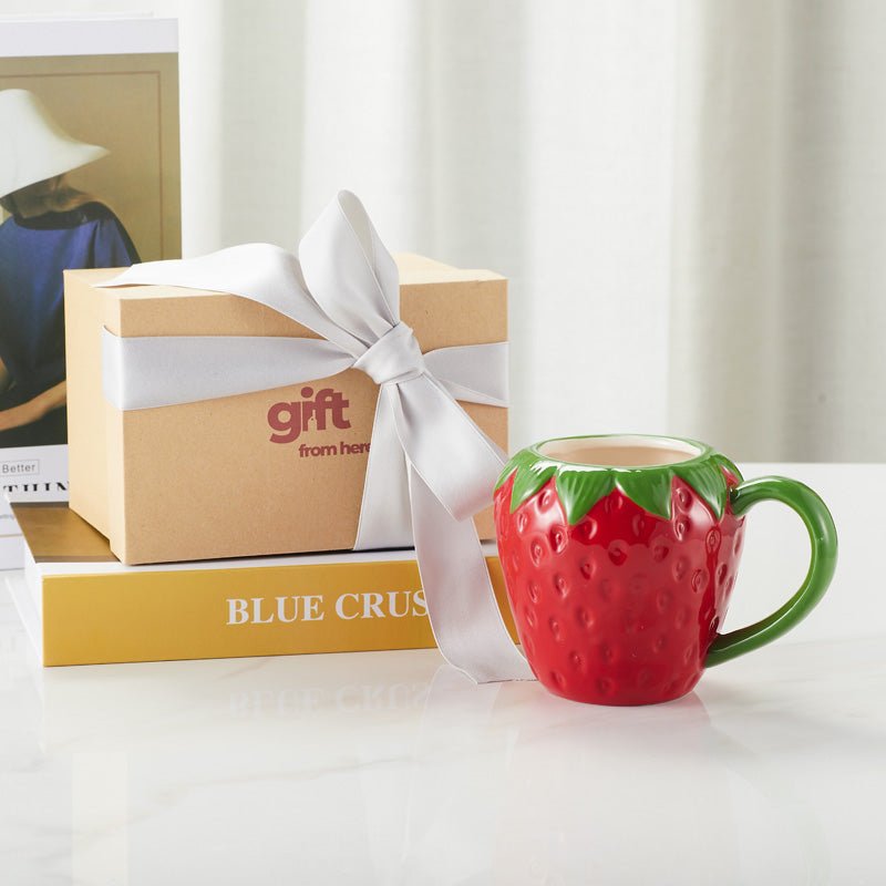 Strawberry Ceramic Coffee Mug Gift Set