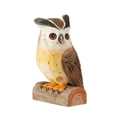 Hand-carved wooden owl figurine