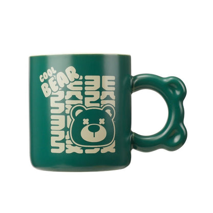 Green cool bear mug with unique bear-shaped handle