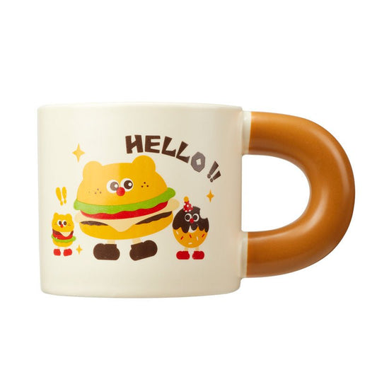 Cute Bear Burger Mug with "HELLO!!"