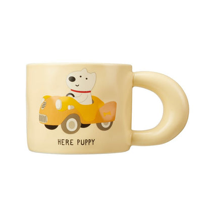 Adorable "Here Puppy" Mug with Puppy in The Car