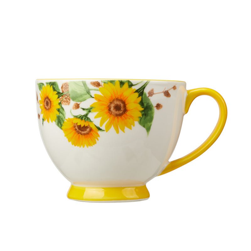 Sunflower Ceramic Mug with Yellow Handle