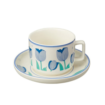 Tulip Design Ceramic Cup and Saucer Set