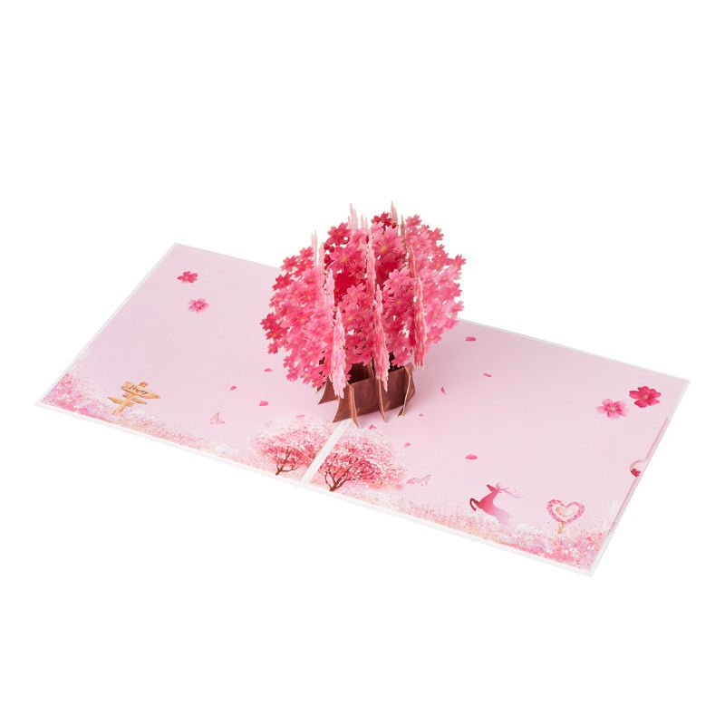 3D Pop-Up Sakura Tree Greeting Card Open View