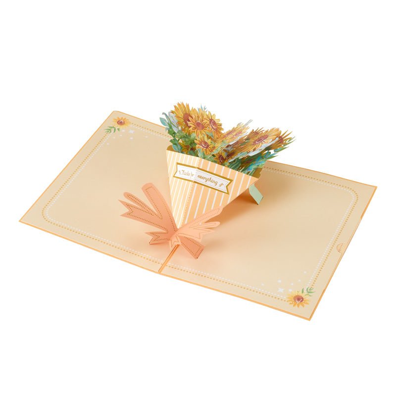 3D Pop-Up Sunflower Bouquet Greeting Card Open View