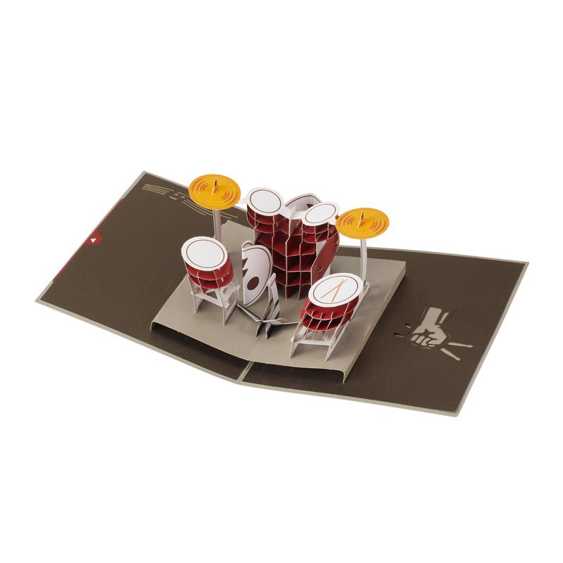 3D Pop-Up Drum Set Greeting Card Open View