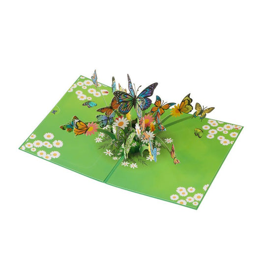 3D Pop-Up Butterfly Garden Greeting Card Open View