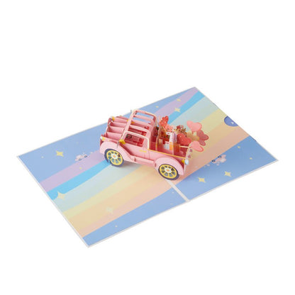 3D Pop-Up Love Car Greeting Card Open View