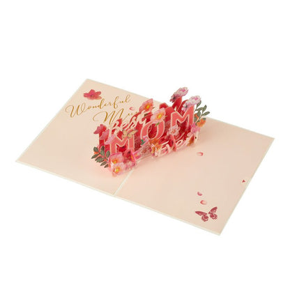 3D Pop-Up Mother's Day Greeting Card with floral design and 'Best Mom' message on an open card