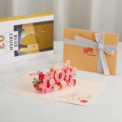 3D Pop-Up Mother's Day Greeting Card displayed with gift packaging