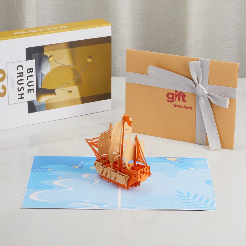 Pop-up greeting card with a pirate ship design and Premiuim Gift Envelope