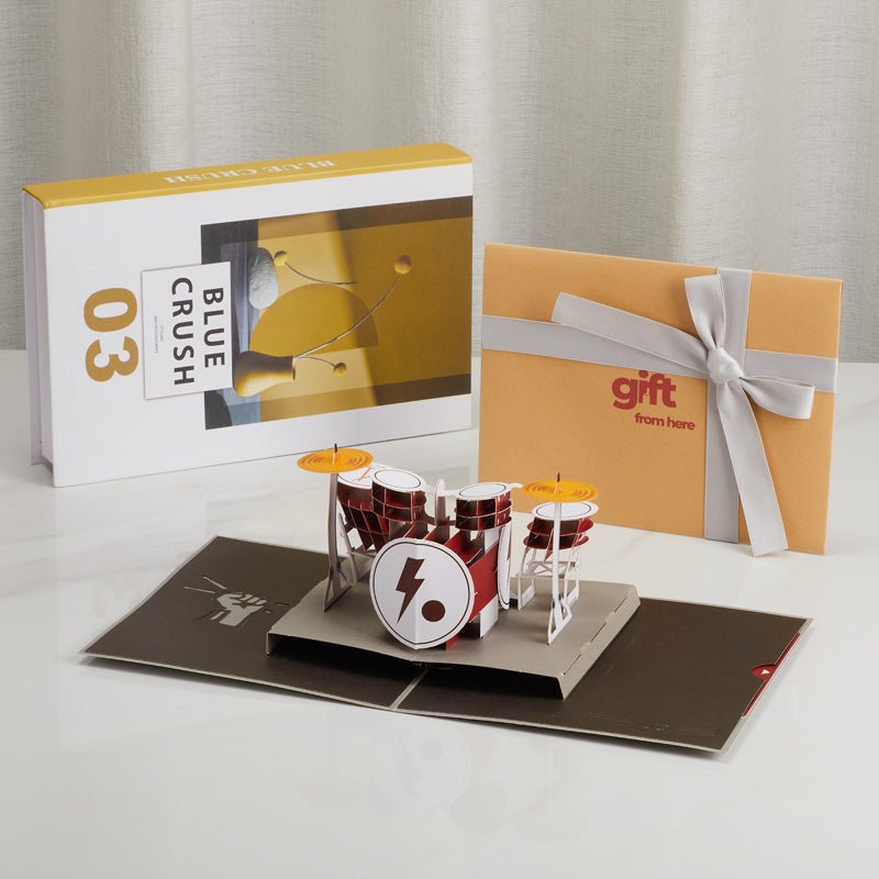 3D Pop-Up Drum Set Greeting Card with Musical Design