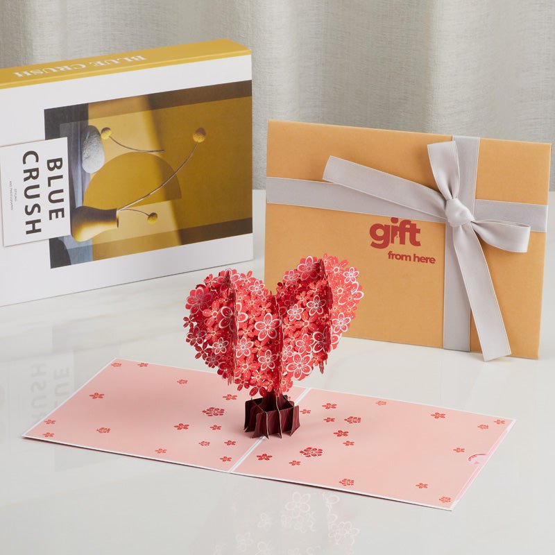 3D Pop-Up Heart Greeting Card with Floral Design