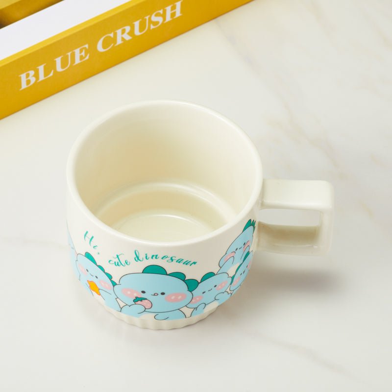 Top View of Cute Dinosaur Ceramic Mug with Square Handle