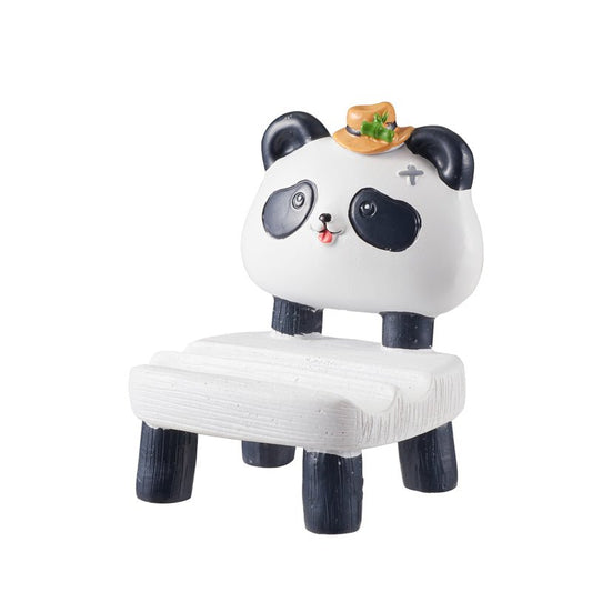 Panda-shaped phone holder with a hat