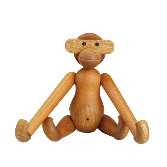 Front view of the wooden monkey figurine