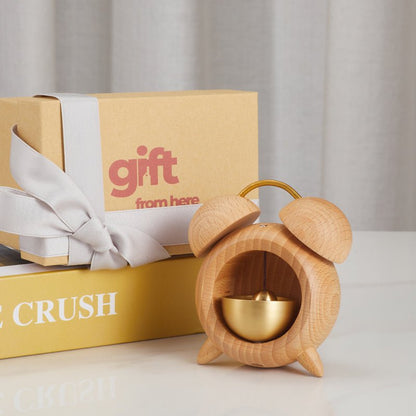 wooden alarm clock bell gift set 
