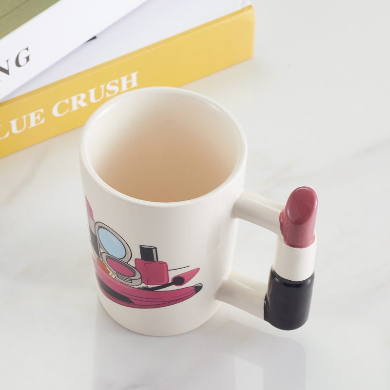 Lipstick Ceramic White Coffee Mug top view