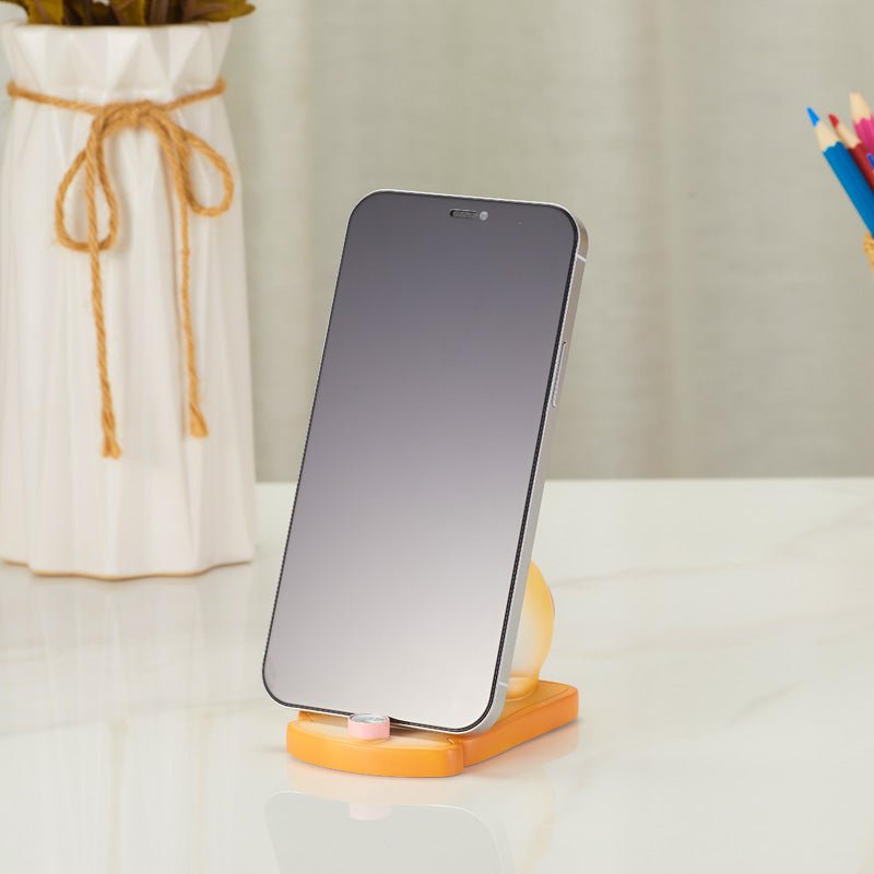 Cute Cat Phone Holder Stand Holding a Smartphone - Side View