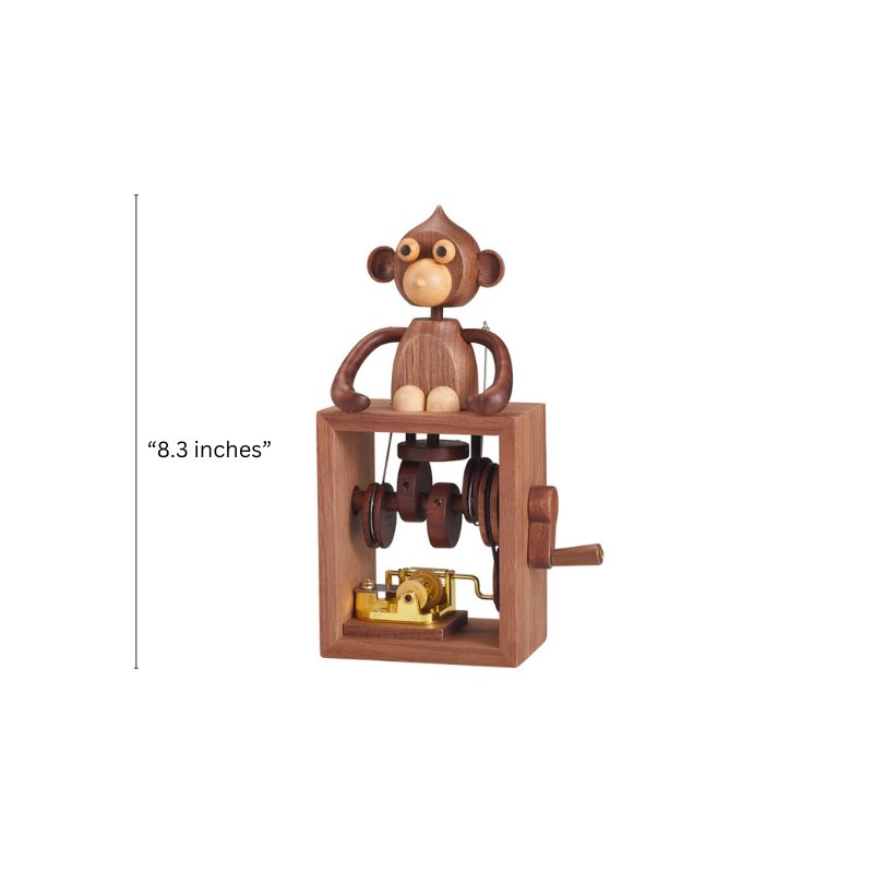 Handcrafted Wooden Monkey Music Box - Gift From Here