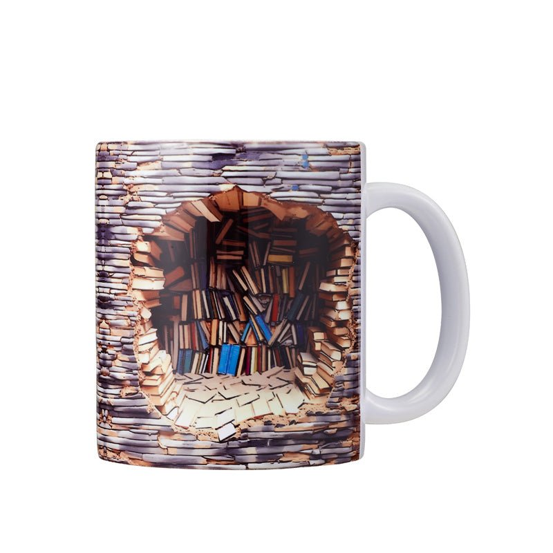 3D book cave photo coffee mug