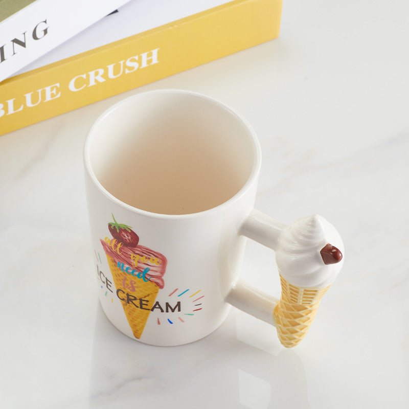 Top view of Ice Cream Cone Ceramic Coffee Mug showing the ice cream cone handle