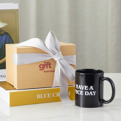 Black "Have A Nice Day" coffee mug Gift Set