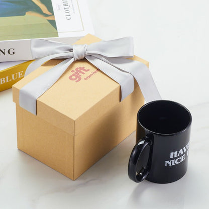 Black "Have A Nice Day" coffee muggift box packaging